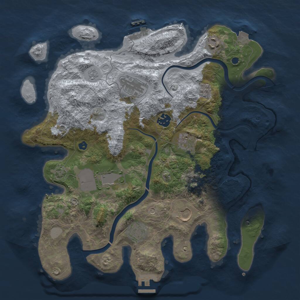 Rust Map: Procedural Map, Size: 3500, Seed: 535128611, 14 Monuments