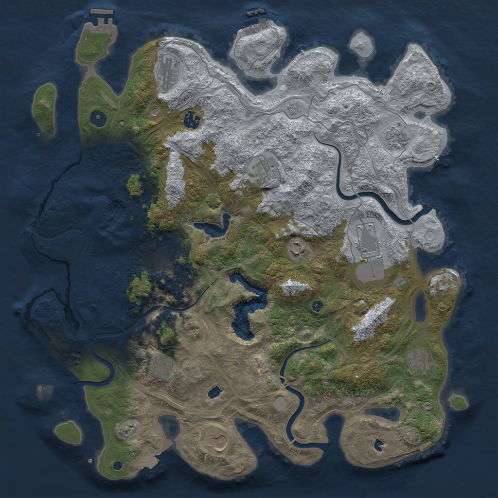 Rust Map: Procedural Map, Size: 4500, Seed: 2037355859, 17 Monuments
