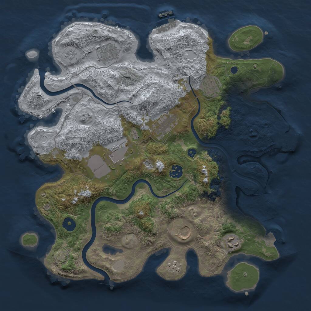Rust Map: Procedural Map, Size: 3500, Seed: 1919834572, 14 Monuments