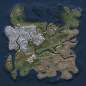Thumbnail Rust Map: Procedural Map, Size: 4050, Seed: 1023084596, 14 Monuments