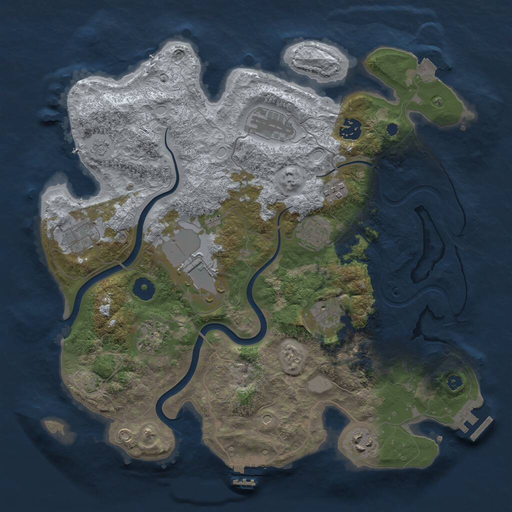 Rust Map: Procedural Map, Size: 3500, Seed: 543848352, 15 Monuments