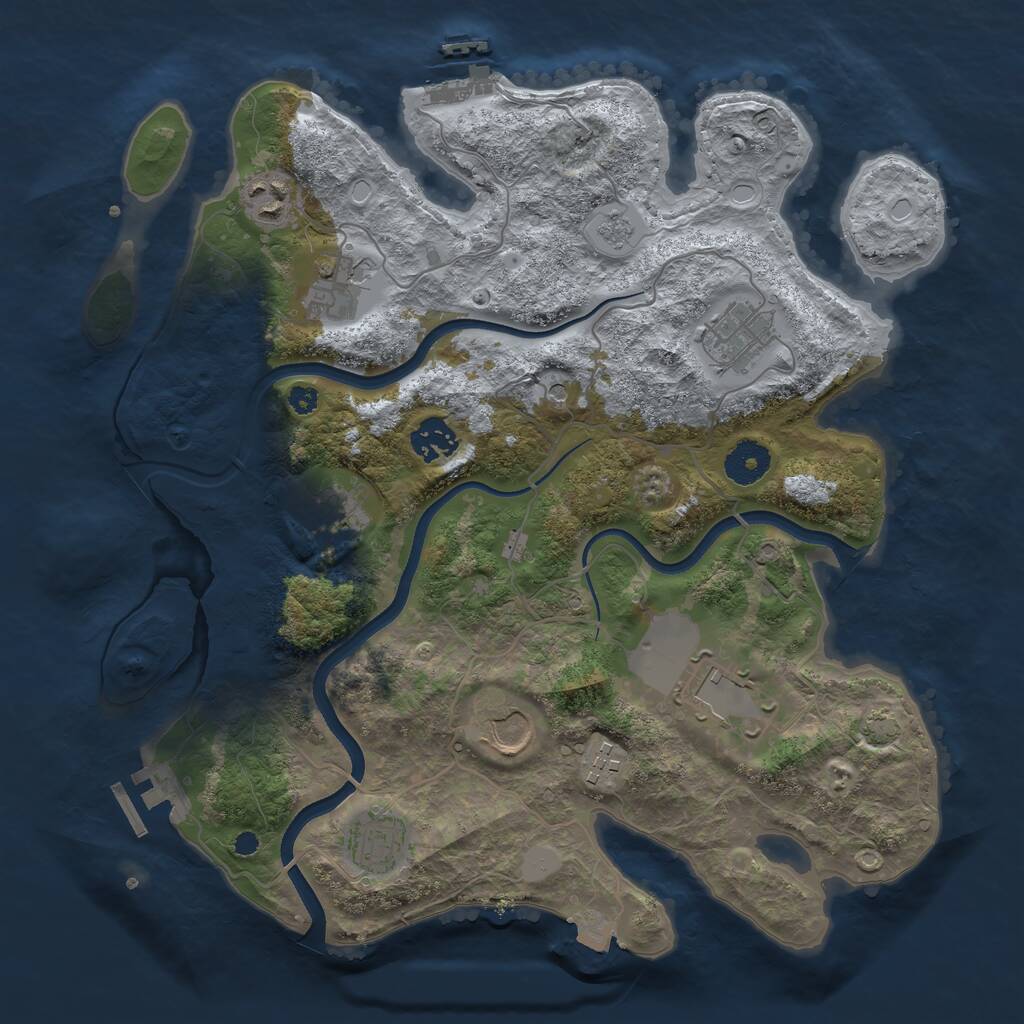 Rust Map: Procedural Map, Size: 3500, Seed: 14657, 15 Monuments