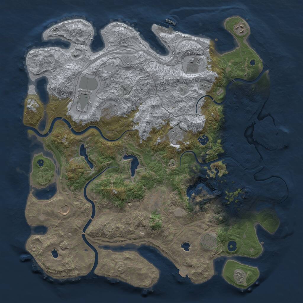 Rust Map: Procedural Map, Size: 4500, Seed: 2035436102, 16 Monuments