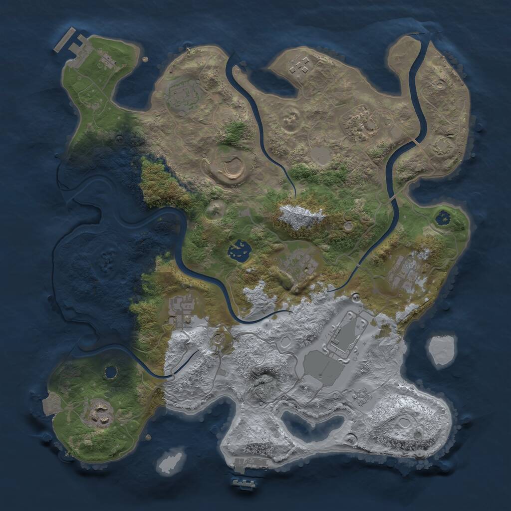 Rust Map: Procedural Map, Size: 3500, Seed: 1757937192, 16 Monuments