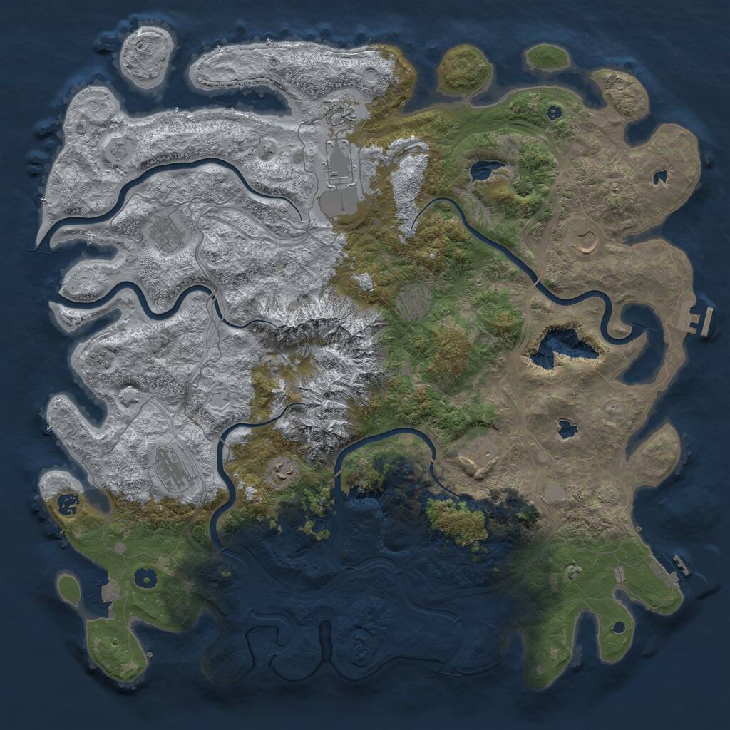 Rust Map: Procedural Map, Size: 5000, Seed: 232606521, 16 Monuments