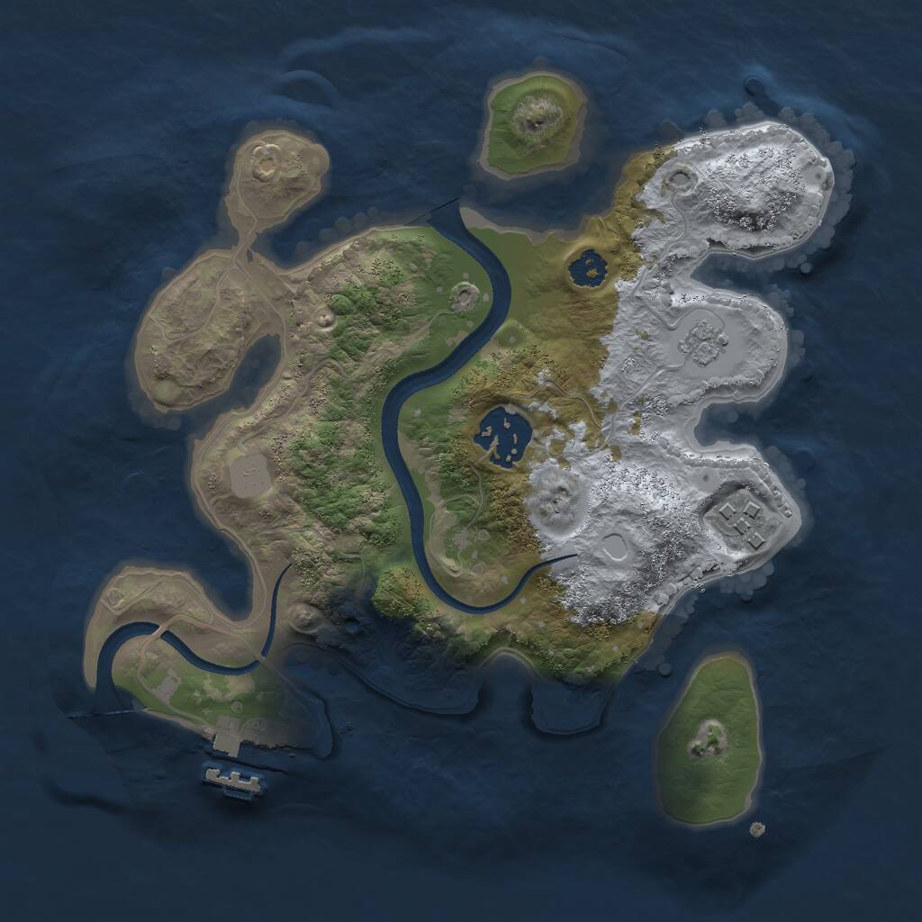 Rust Map: Procedural Map, Size: 2500, Seed: 2026083634, 5 Monuments