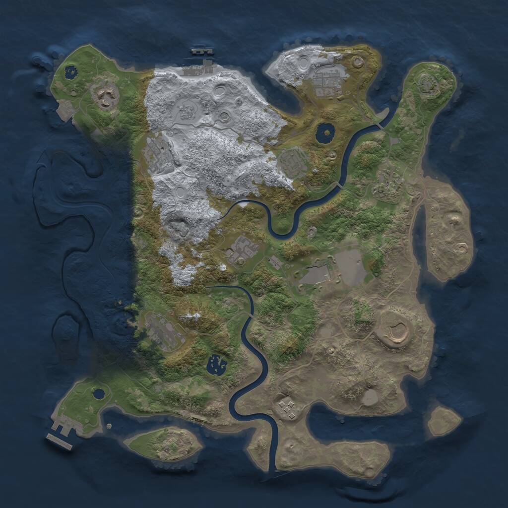 Rust Map: Procedural Map, Size: 3750, Seed: 318836, 17 Monuments