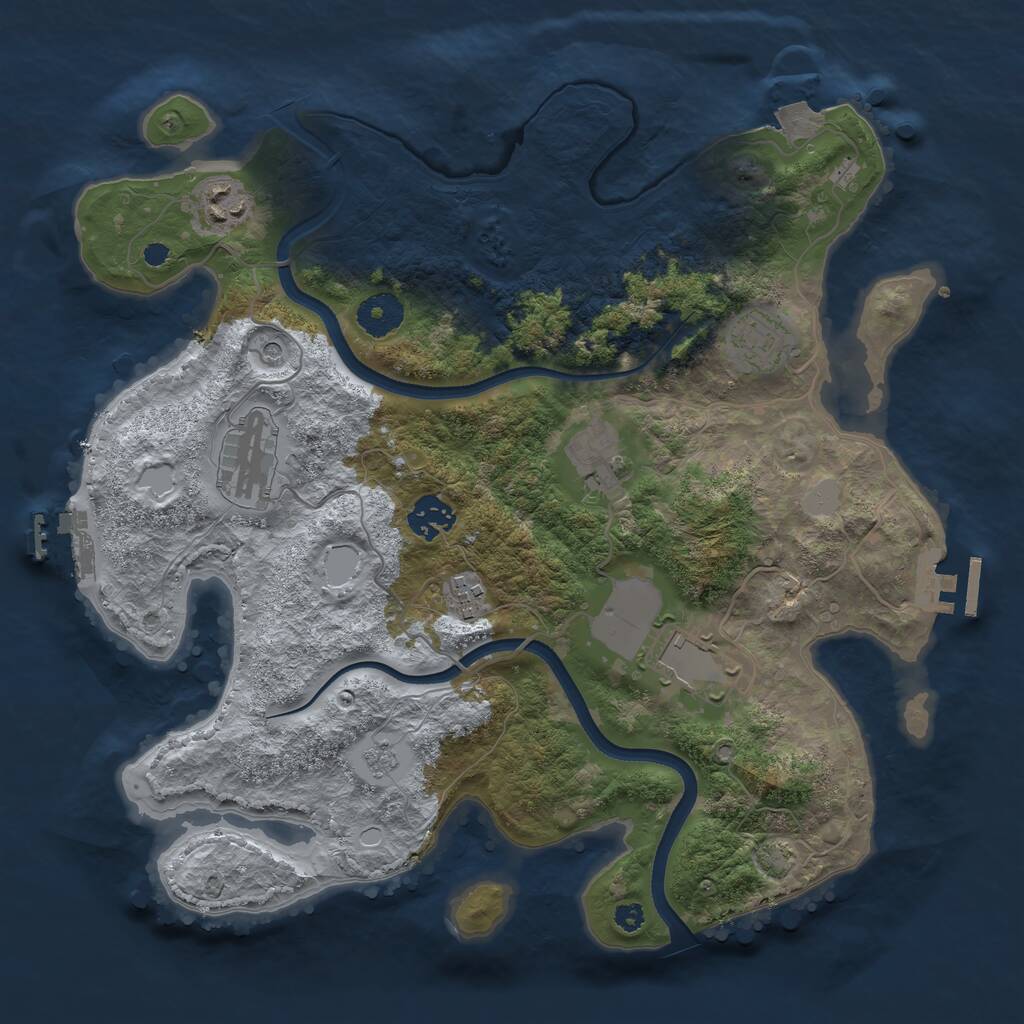 Rust Map: Procedural Map, Size: 3500, Seed: 1291290422, 13 Monuments