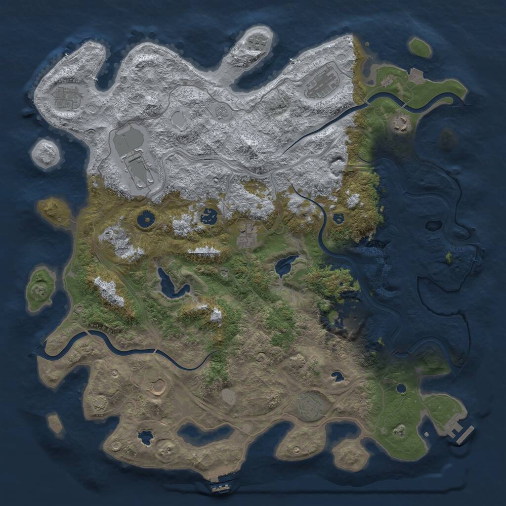 Rust Map: Procedural Map, Size: 4500, Seed: 168008249, 17 Monuments