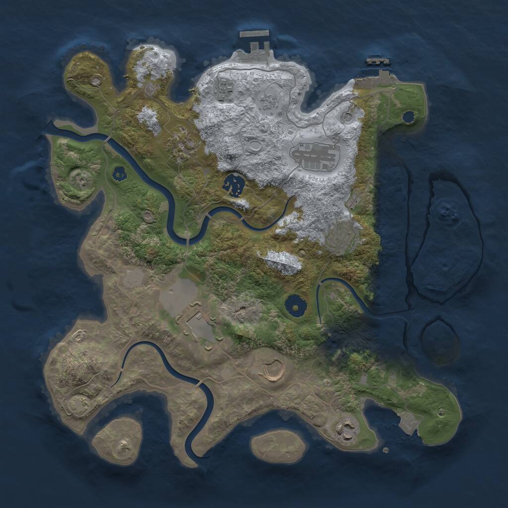 Rust Map: Procedural Map, Size: 3500, Seed: 1168755486, 14 Monuments