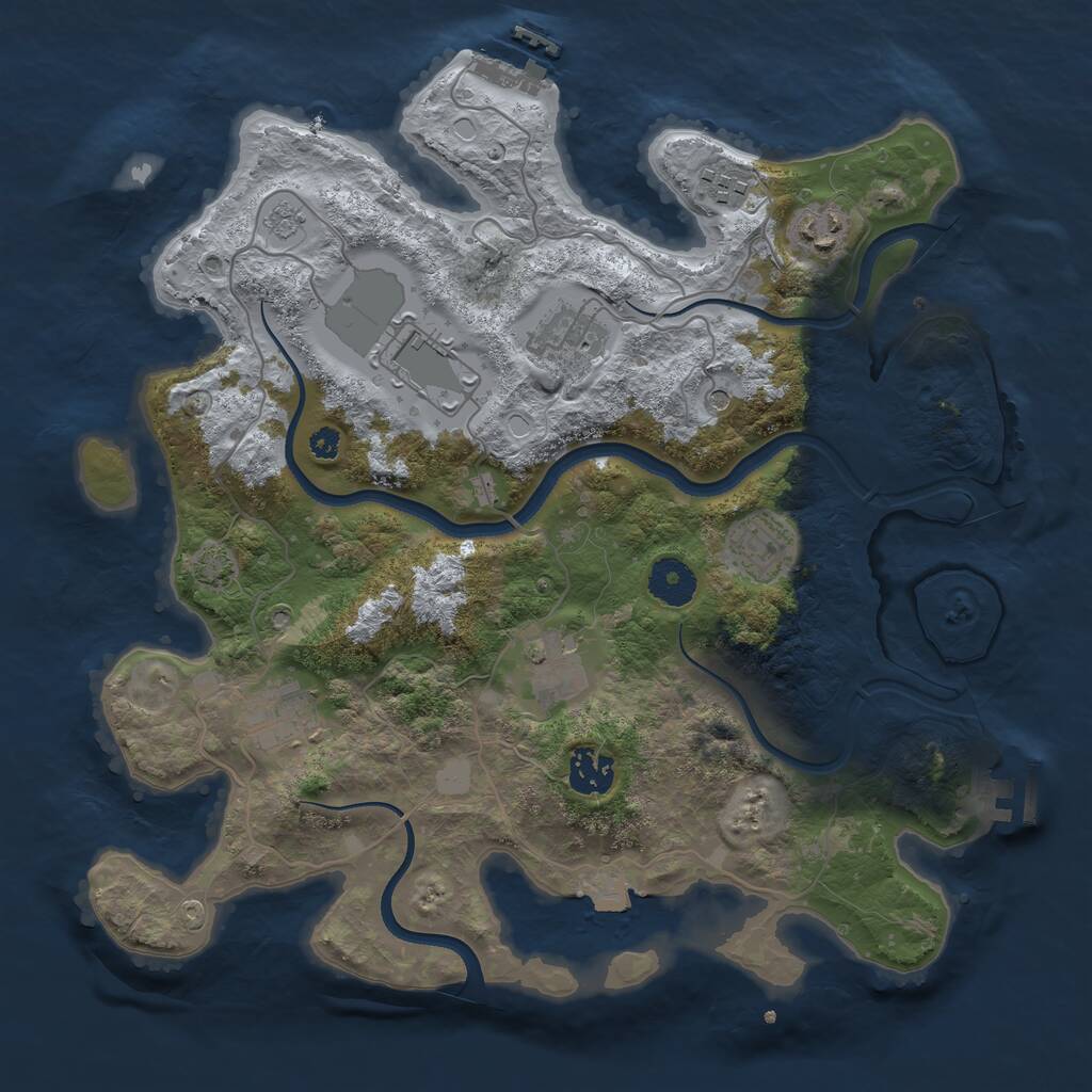 Rust Map: Procedural Map, Size: 3500, Seed: 759031474, 14 Monuments