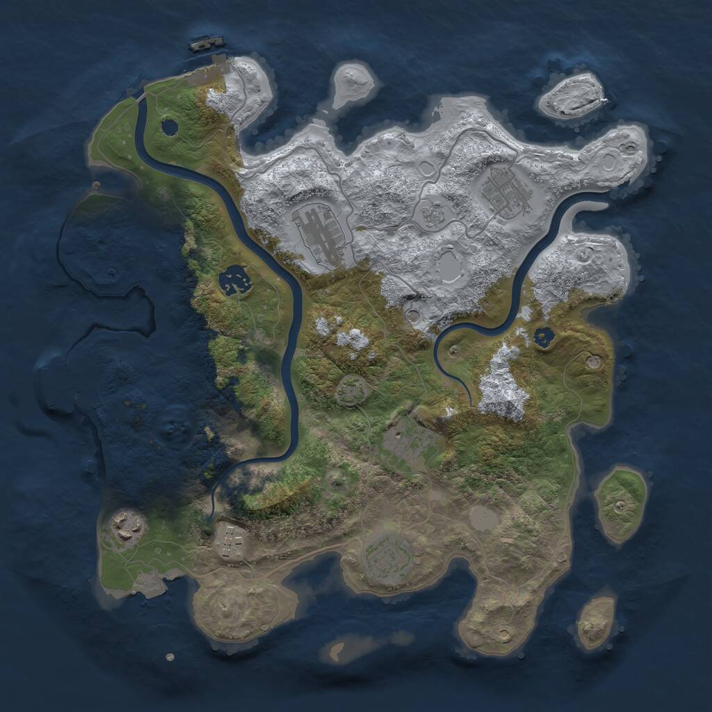Rust Map: Procedural Map, Size: 3500, Seed: 694593764, 13 Monuments