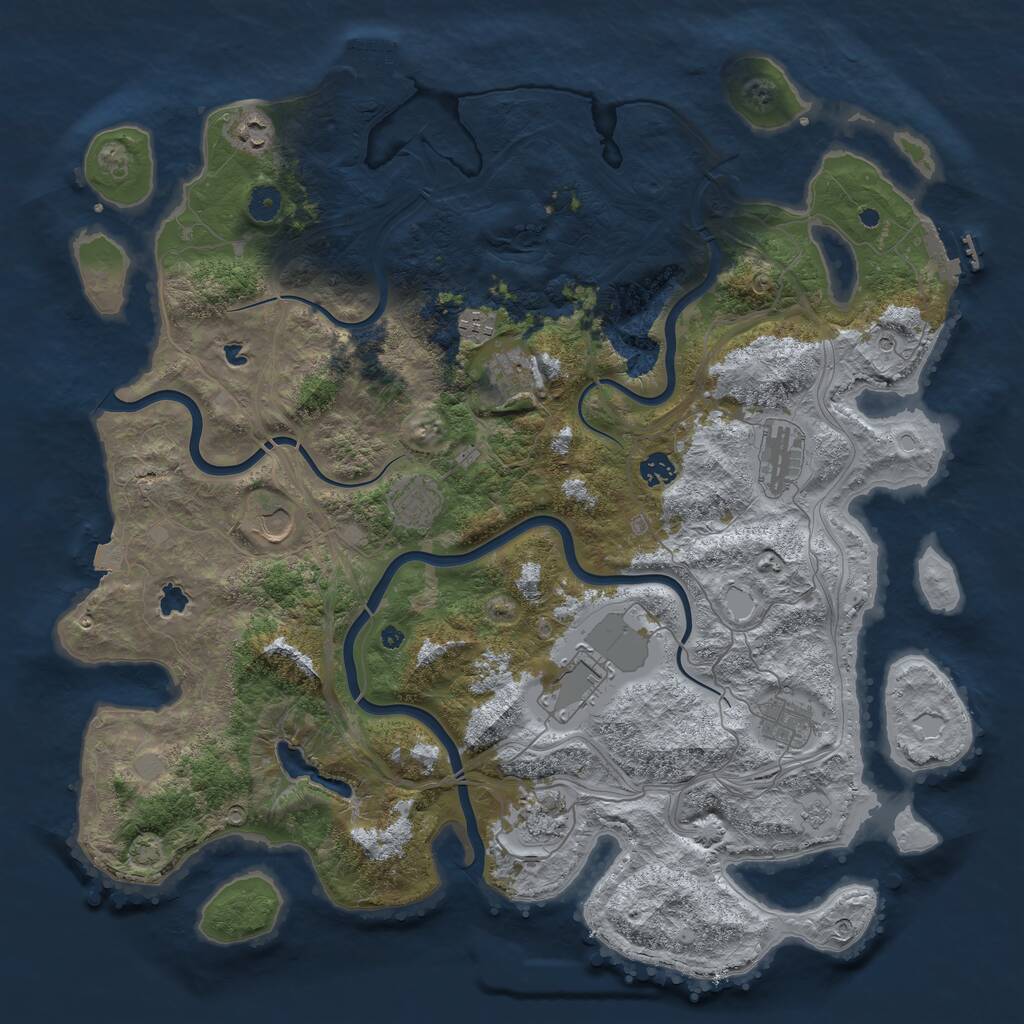 Rust Map: Procedural Map, Size: 4500, Seed: 1262058079, 16 Monuments