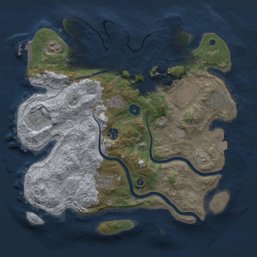 Rust Map: Procedural Map, Size: 3500, Seed: 690155809, 14 Monuments