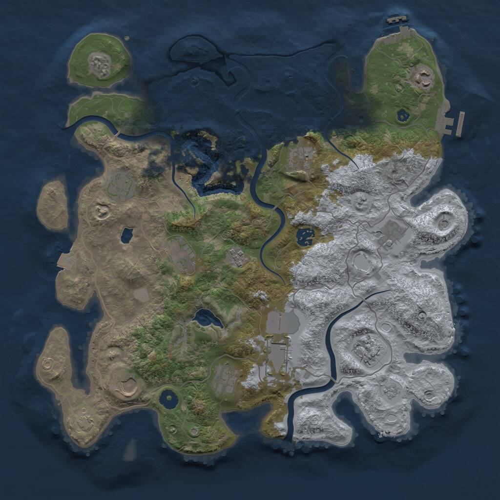 Rust Map: Procedural Map, Size: 4000, Seed: 998191, 17 Monuments