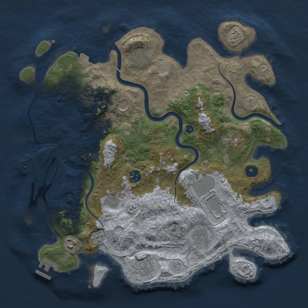 Rust Map: Procedural Map, Size: 3750, Seed: 695697580, 16 Monuments