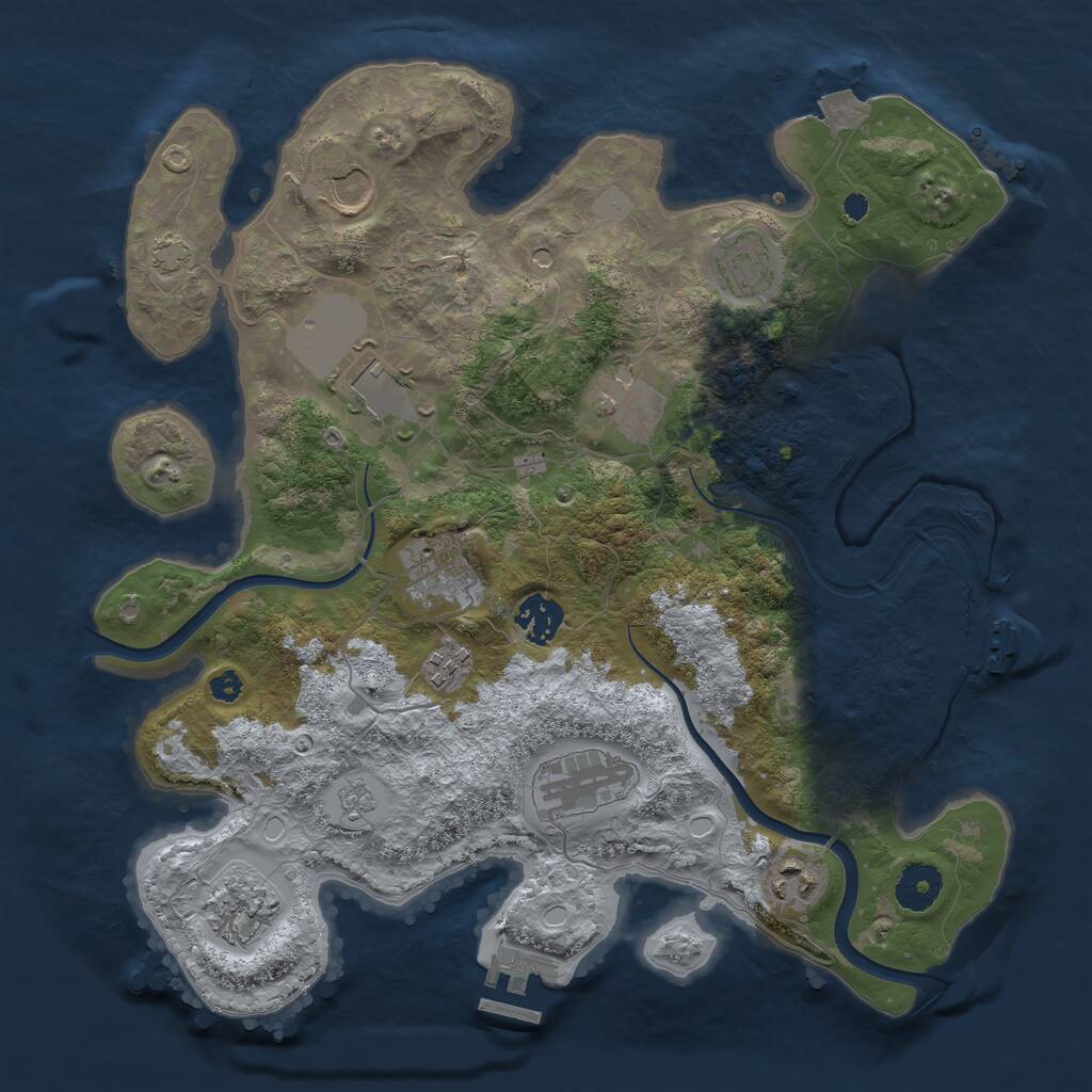 Rust Map: Procedural Map, Size: 3500, Seed: 193478268, 16 Monuments