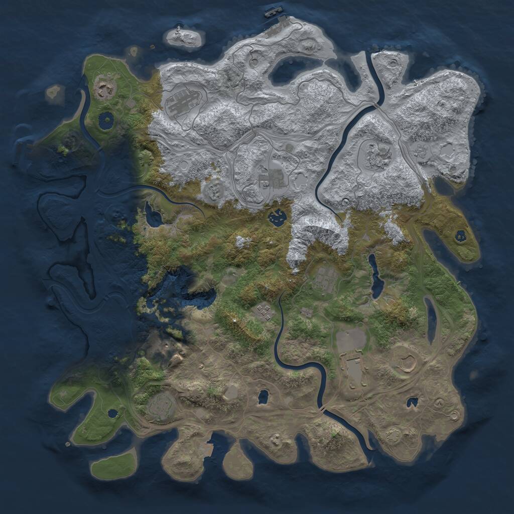 Rust Map: Procedural Map, Size: 4500, Seed: 2080180257, 17 Monuments