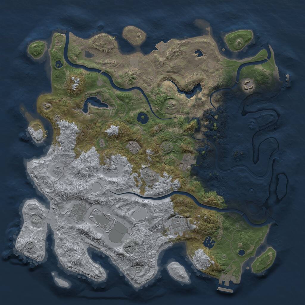 Rust Map: Procedural Map, Size: 4000, Seed: 55134, 14 Monuments