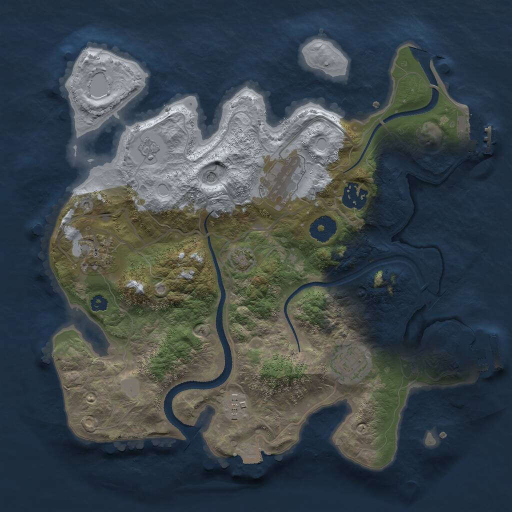 Rust Map: Procedural Map, Size: 3000, Seed: 278386675, 11 Monuments