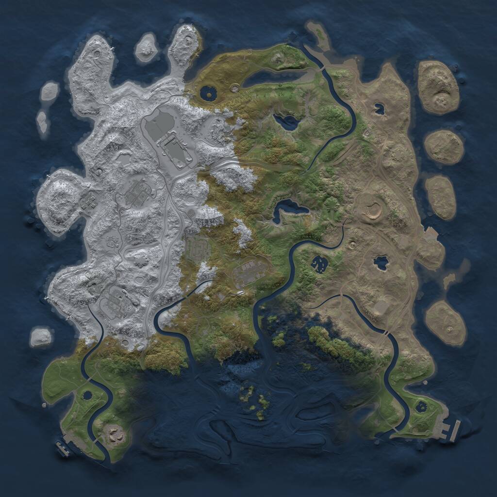 Rust Map: Procedural Map, Size: 4500, Seed: 123451, 16 Monuments