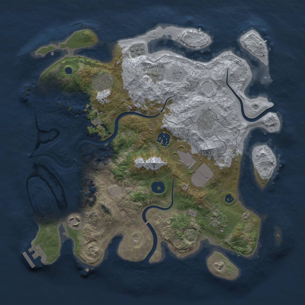 Rust Map: Procedural Map, Size: 3500, Seed: 556941593, 13 Monuments