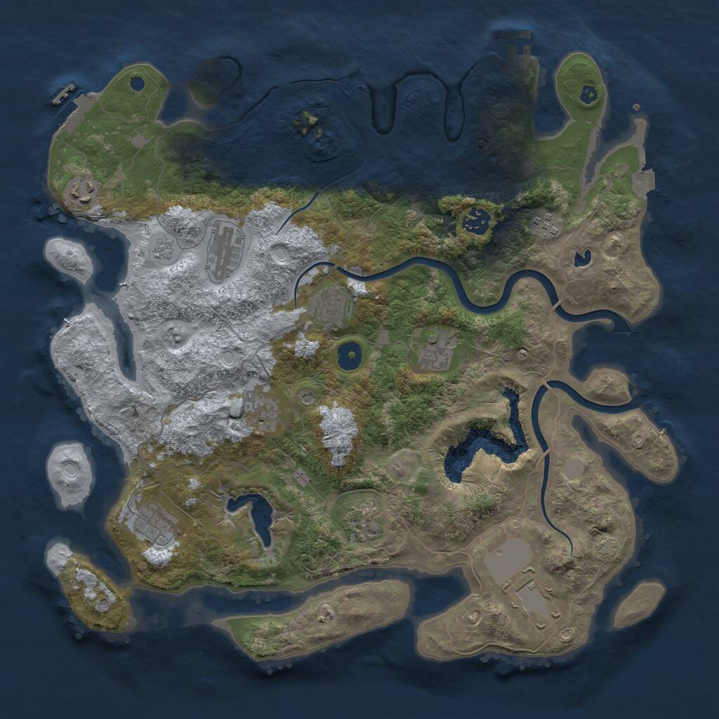 Rust Map: Procedural Map, Size: 4000, Seed: 1963938241, 16 Monuments