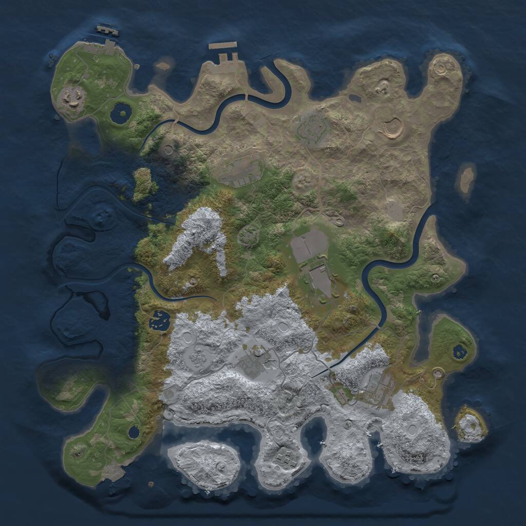 Rust Map: Procedural Map, Size: 3750, Seed: 870237565, 15 Monuments