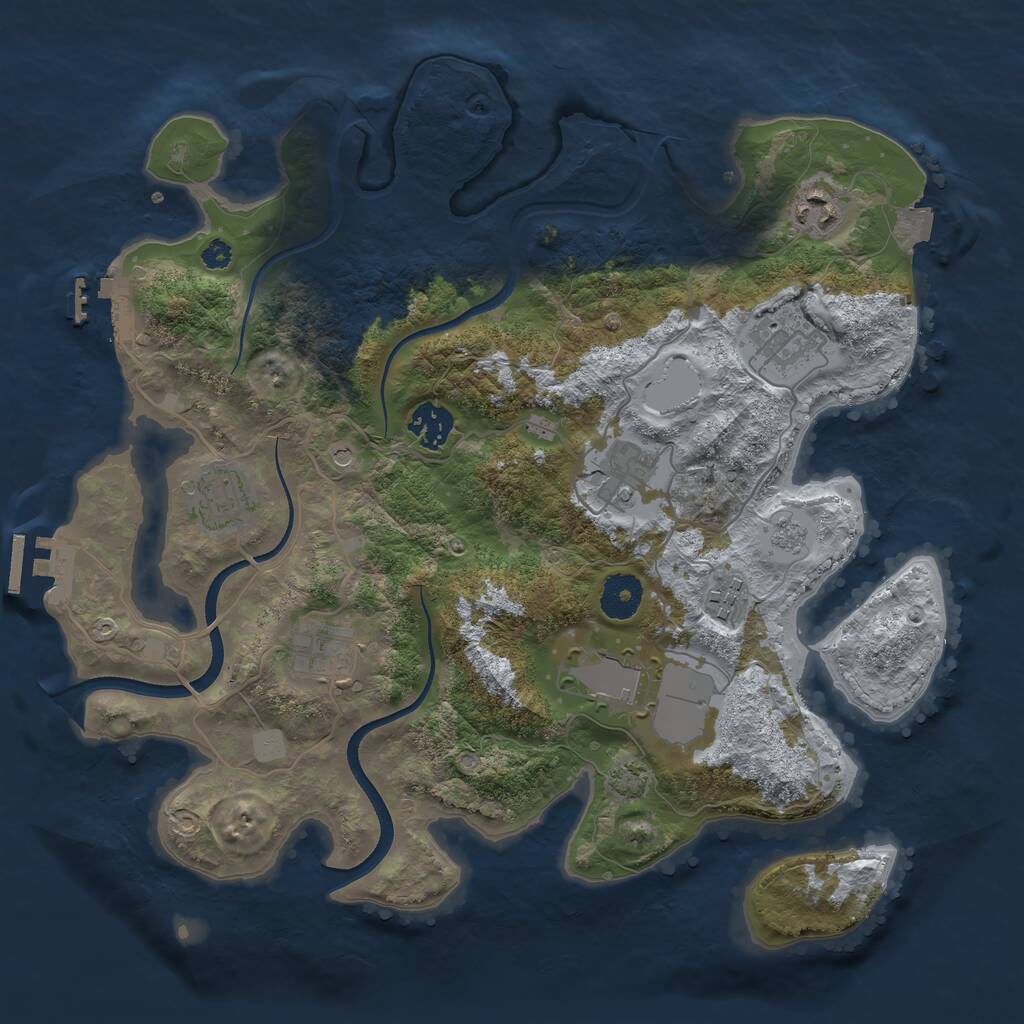 Rust Map: Procedural Map, Size: 3500, Seed: 1348202134, 14 Monuments