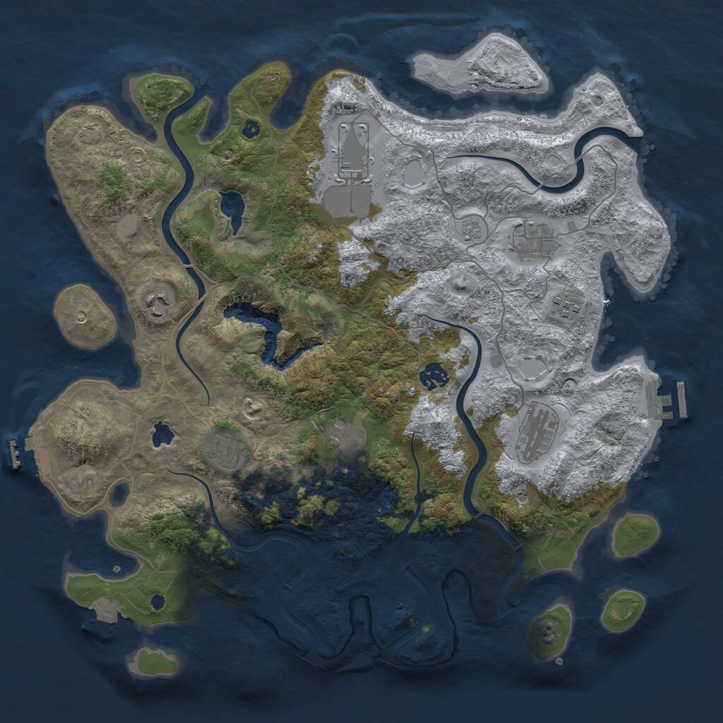Rust Map: Procedural Map, Size: 4000, Seed: 1874868723, 14 Monuments