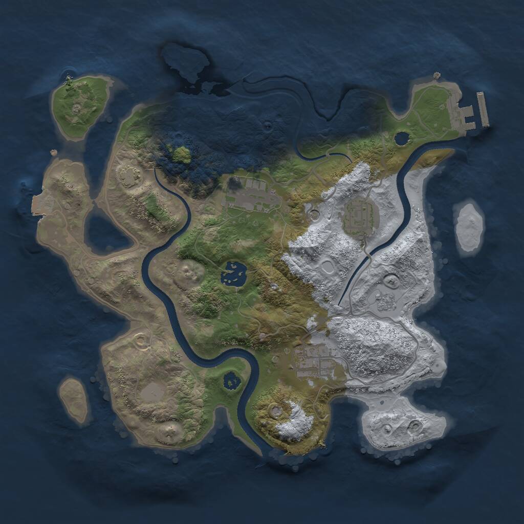 Rust Map: Procedural Map, Size: 3000, Seed: 677634567, 9 Monuments
