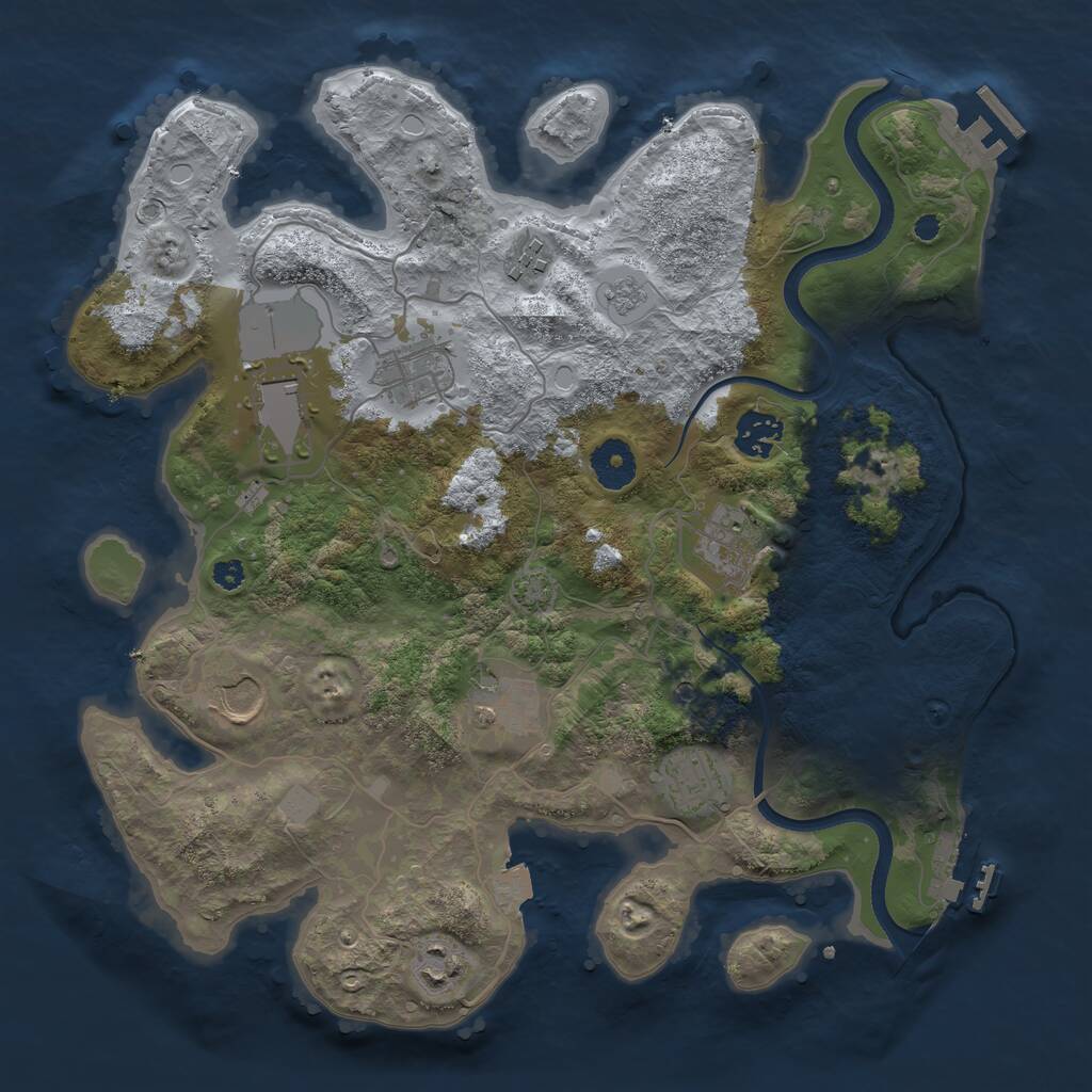 Rust Map: Procedural Map, Size: 3500, Seed: 1256921768, 15 Monuments