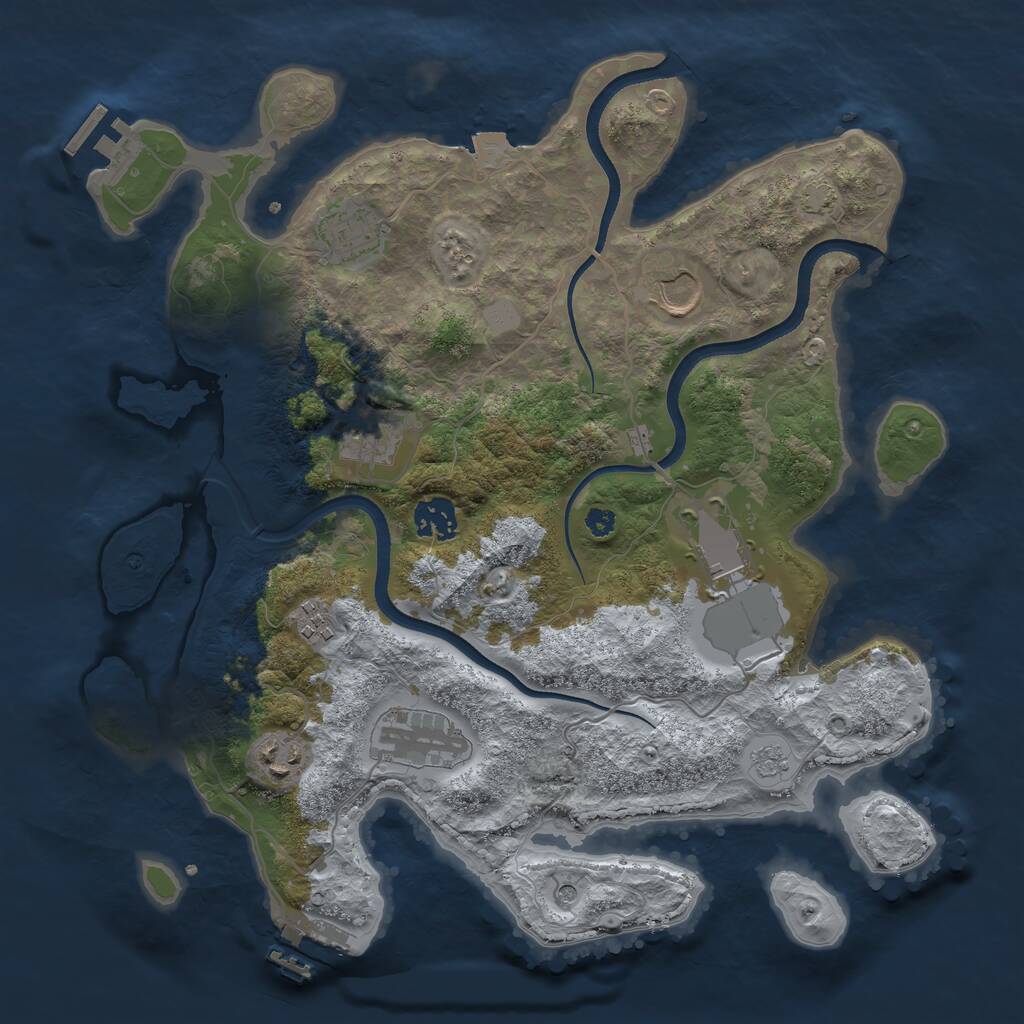 Rust Map: Procedural Map, Size: 3500, Seed: 41259, 14 Monuments
