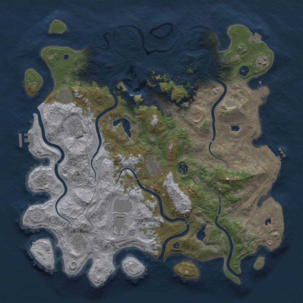Rust Map: Procedural Map, Size: 4500, Seed: 2028866245, 16 Monuments
