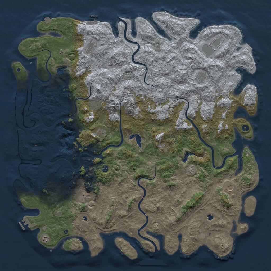 Rust Map: Procedural Map, Size: 6000, Seed: 9856475, 17 Monuments