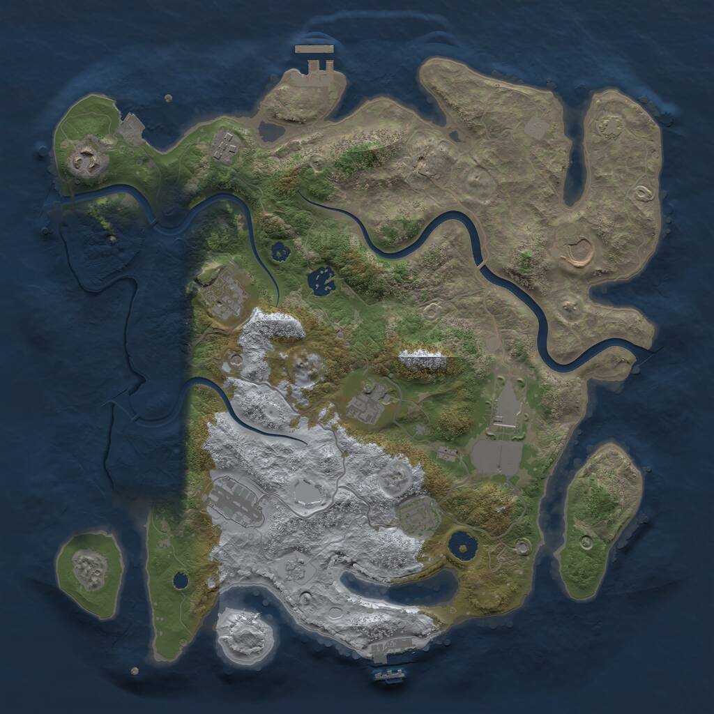 Rust Map: Procedural Map, Size: 3750, Seed: 1412599931, 15 Monuments