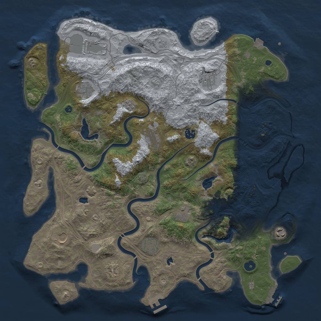 Rust Map: Procedural Map, Size: 4500, Seed: 84004589, 17 Monuments