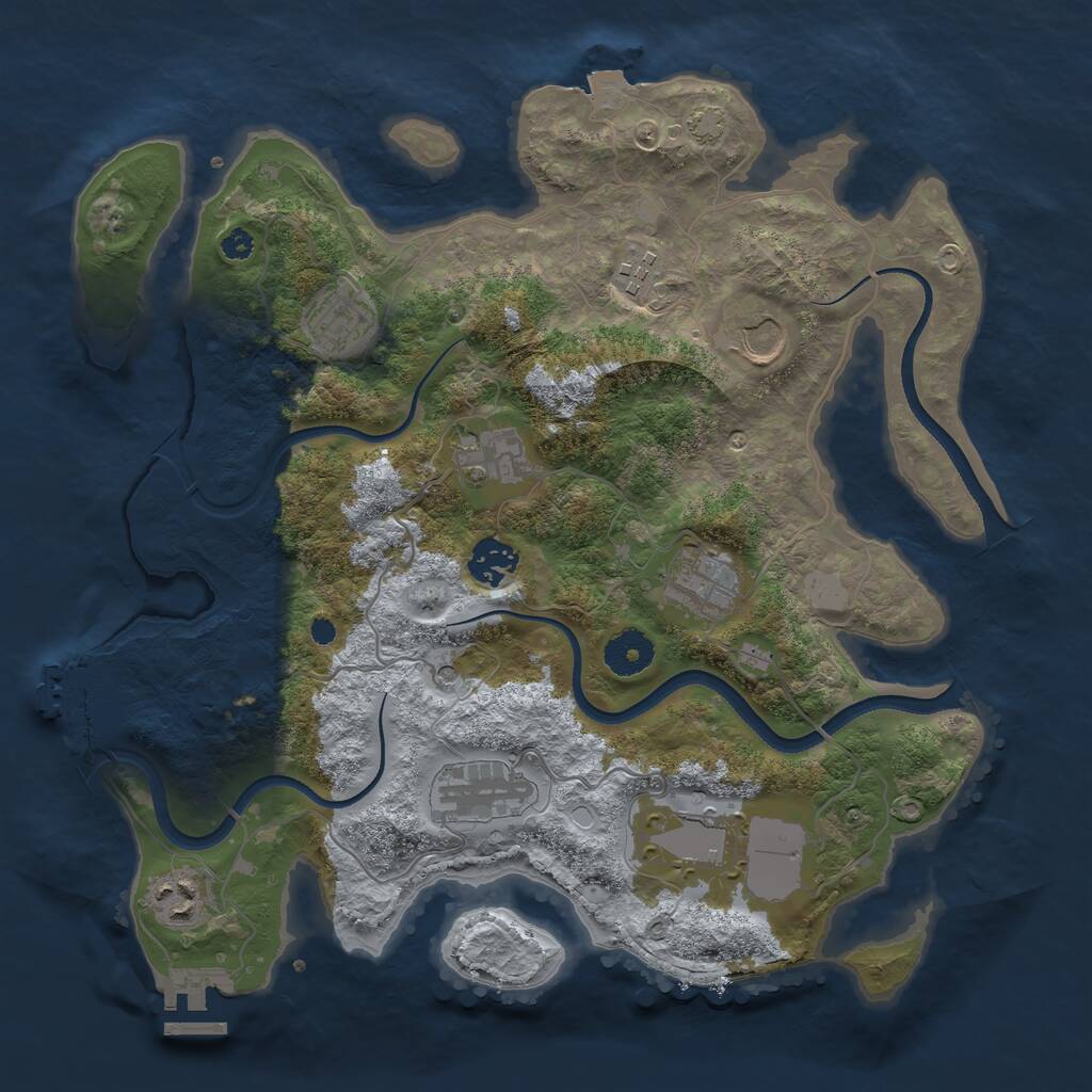Rust Map: Procedural Map, Size: 3500, Seed: 823560138, 14 Monuments