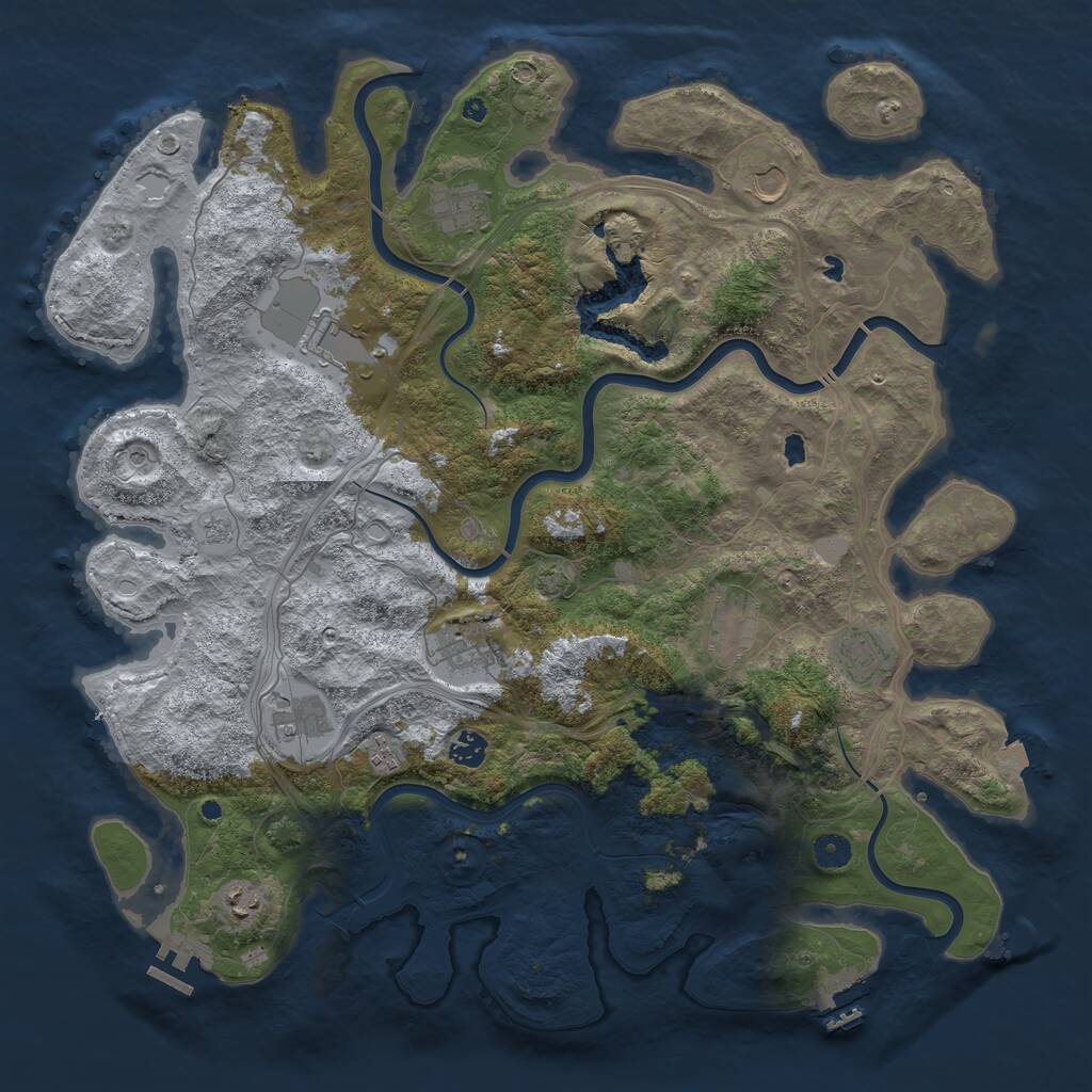 Rust Map: Procedural Map, Size: 4500, Seed: 833827408, 16 Monuments