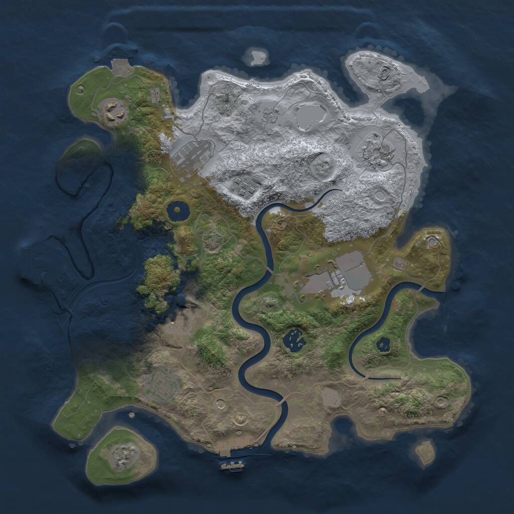 Rust Map: Procedural Map, Size: 3500, Seed: 1477490814, 14 Monuments