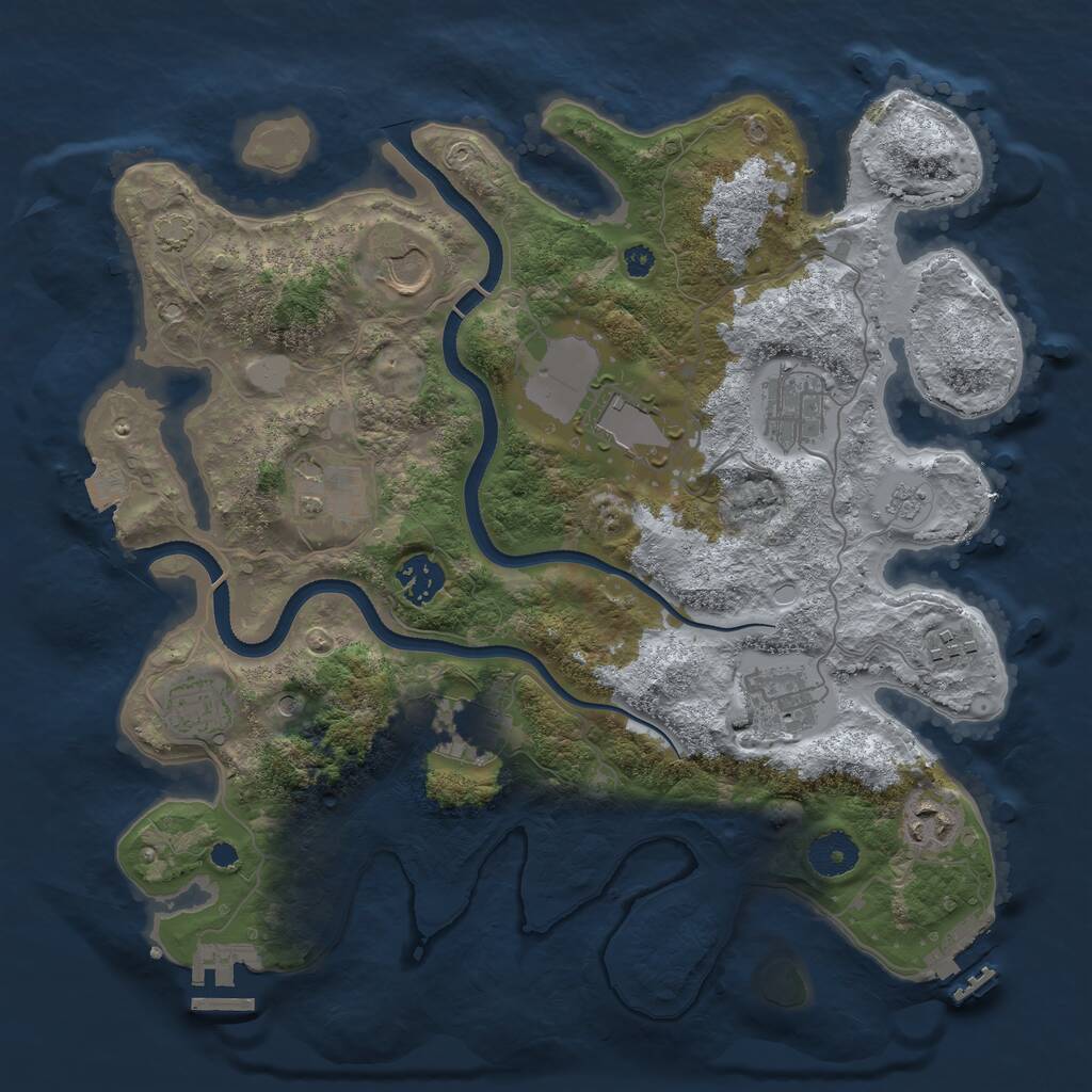 Rust Map: Procedural Map, Size: 3500, Seed: 74504, 16 Monuments