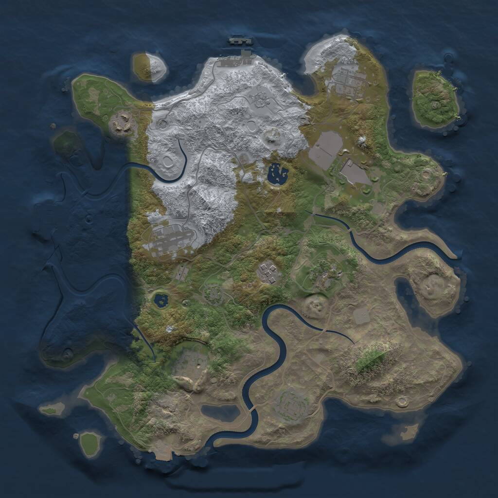 Rust Map: Procedural Map, Size: 3500, Seed: 648276, 15 Monuments