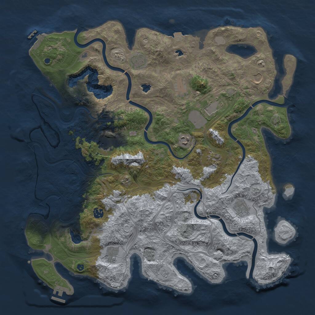 Rust Map: Procedural Map, Size: 4500, Seed: 2016720451, 17 Monuments
