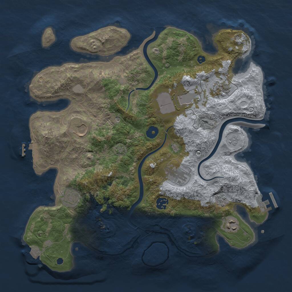 Rust Map: Procedural Map, Size: 3600, Seed: 1430028639, 14 Monuments