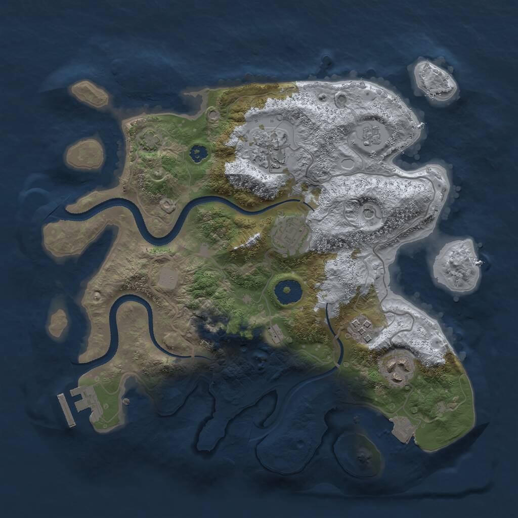 Rust Map: Procedural Map, Size: 3000, Seed: 69141, 9 Monuments