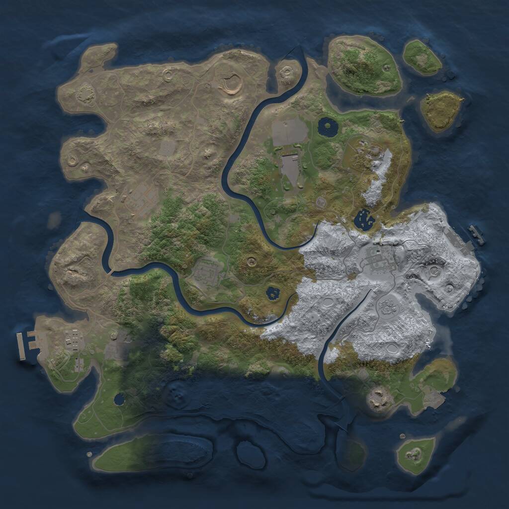 Rust Map: Procedural Map, Size: 3750, Seed: 54676790, 16 Monuments