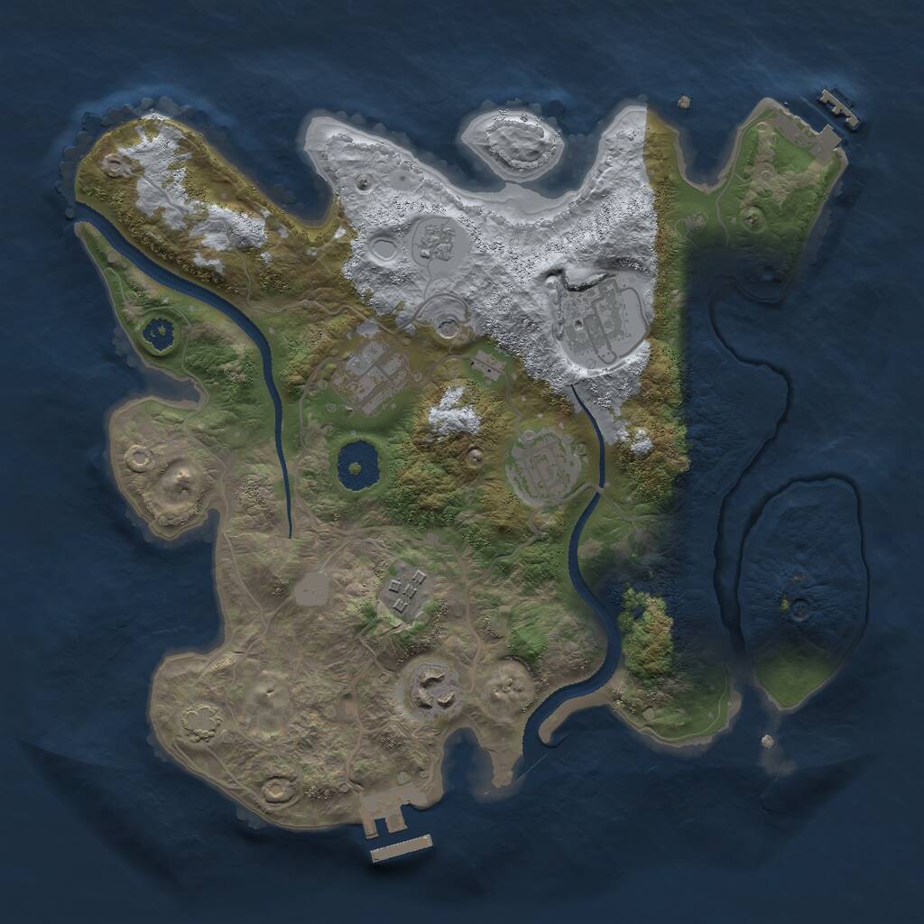 Rust Map: Procedural Map, Size: 3000, Seed: 444748499, 11 Monuments