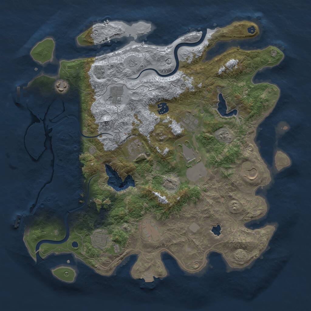 Rust Map: Procedural Map, Size: 4000, Seed: 84588390, 16 Monuments