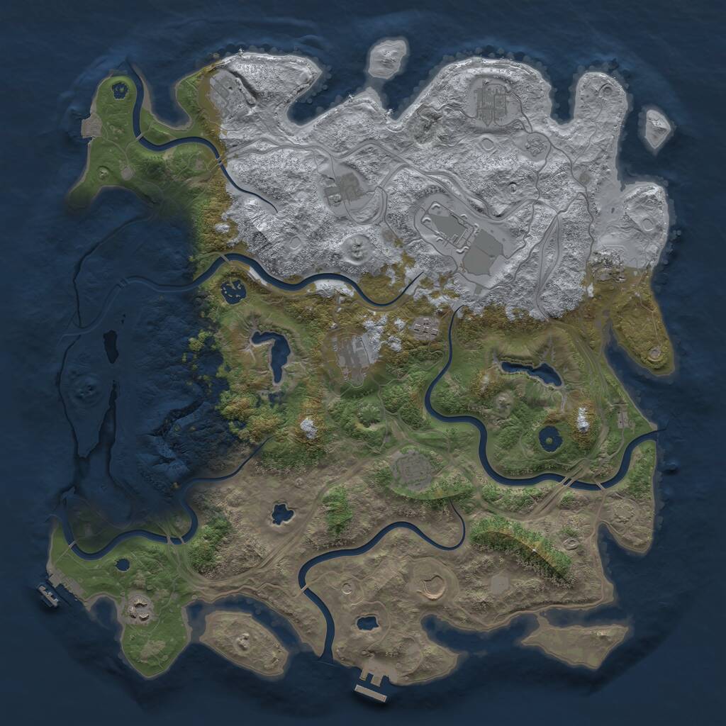 Rust Map: Procedural Map, Size: 4500, Seed: 25543732, 17 Monuments
