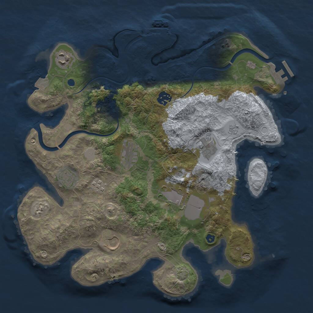 Rust Map: Procedural Map, Size: 3500, Seed: 157660437, 14 Monuments